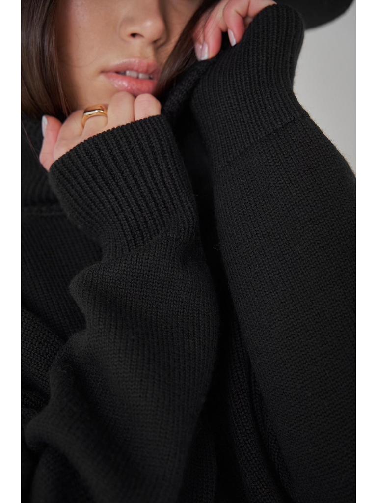 Autumn/Winter 2024 Solid Color High-Neck Casual Loose Knit Sweater