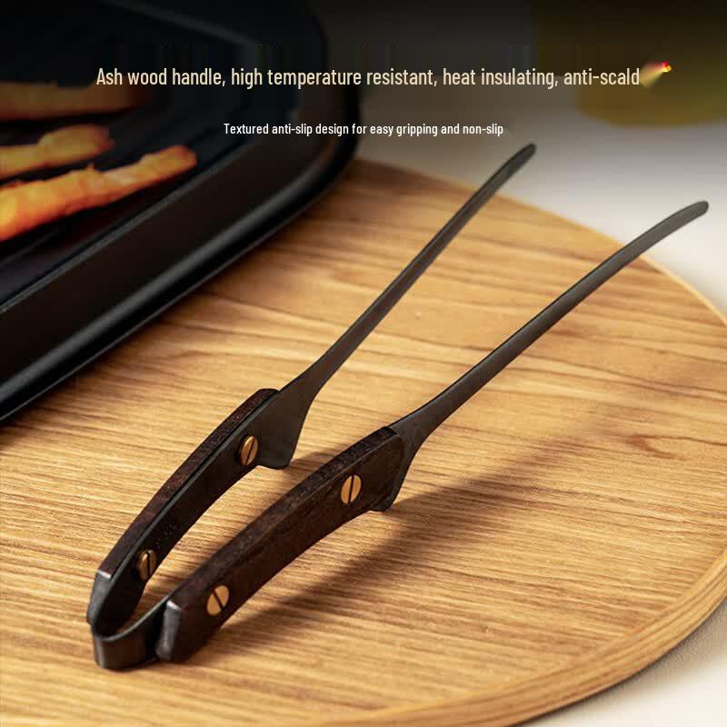 BoZhen JiangChu 304 Stainless Steel BBQ Tongs with Wooden Handle