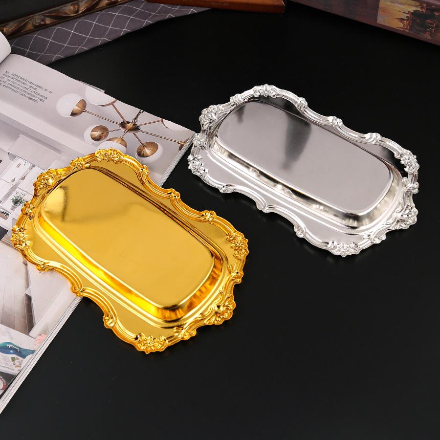 Nordic Dried Fruit Plate Silver Metal Snacks Tray for Wedding Gifts Cake Dessert Cake Pan for Party Birthday Party