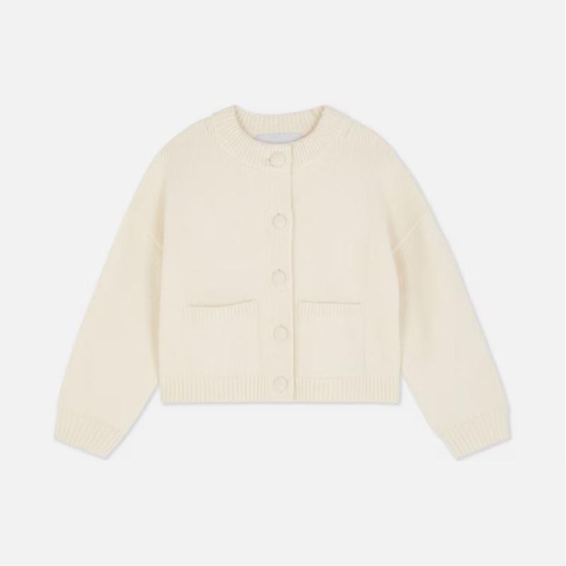 

Модный свитер с круглым вырезом и длинными рукавами для женщин, шикарный вязаный кардиган на пуговицах, с карманами, пальто 2025 осень-зима, однотонный трикотаж L белый