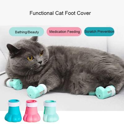 4Stk/Set Haustier Hund Katze Fußschutz Schuhe Rutschfest Katzenschuh Gummistiefel für Rutschfestigkeit Kratzschutz Hunde Katzen Fußschutz
