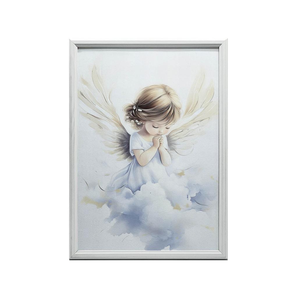 Plakat Anielskie Modlitwy Dziewczynki Plakat Anielskie Modlitwy Dziewczynki, 50X70 Cm, Rama Drewniana Ciemny Brąz, Papier Matowy 230 Gsm