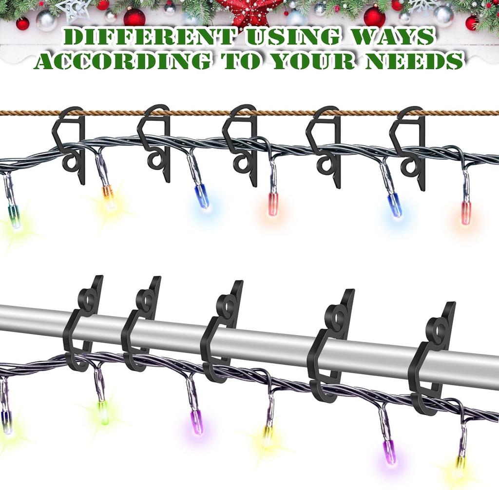 10-100Pcs Christmas Light Wire Clip Outdoor Gutter Hooks Tree Securing Led Cable String Rope Holder Clamp Weatherproof S-Shaped