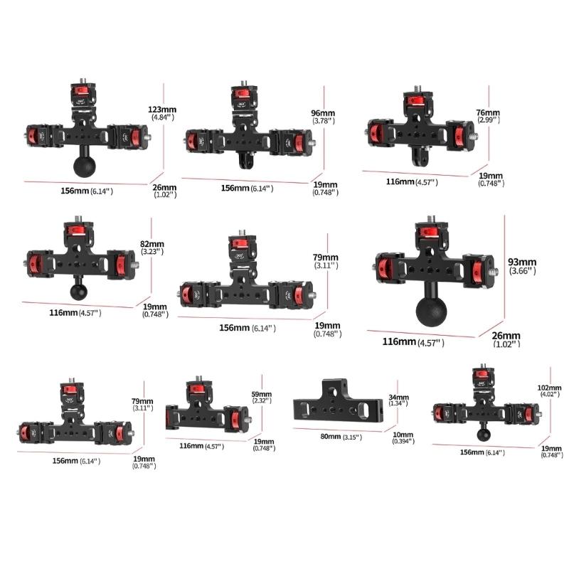 Aluminum Triple Mount Adapter 1/4 3/8 Thread for Action DSLR Camera Phone Tripod Extension Bracket Mount Replacement