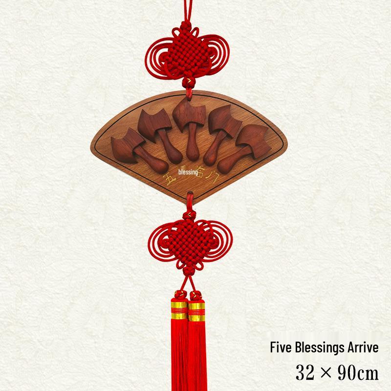 High-Quality Large Peach Wood Chinese Fu Character Hanging Decor for Living Room Entrance - Ideal Housewarming Gift