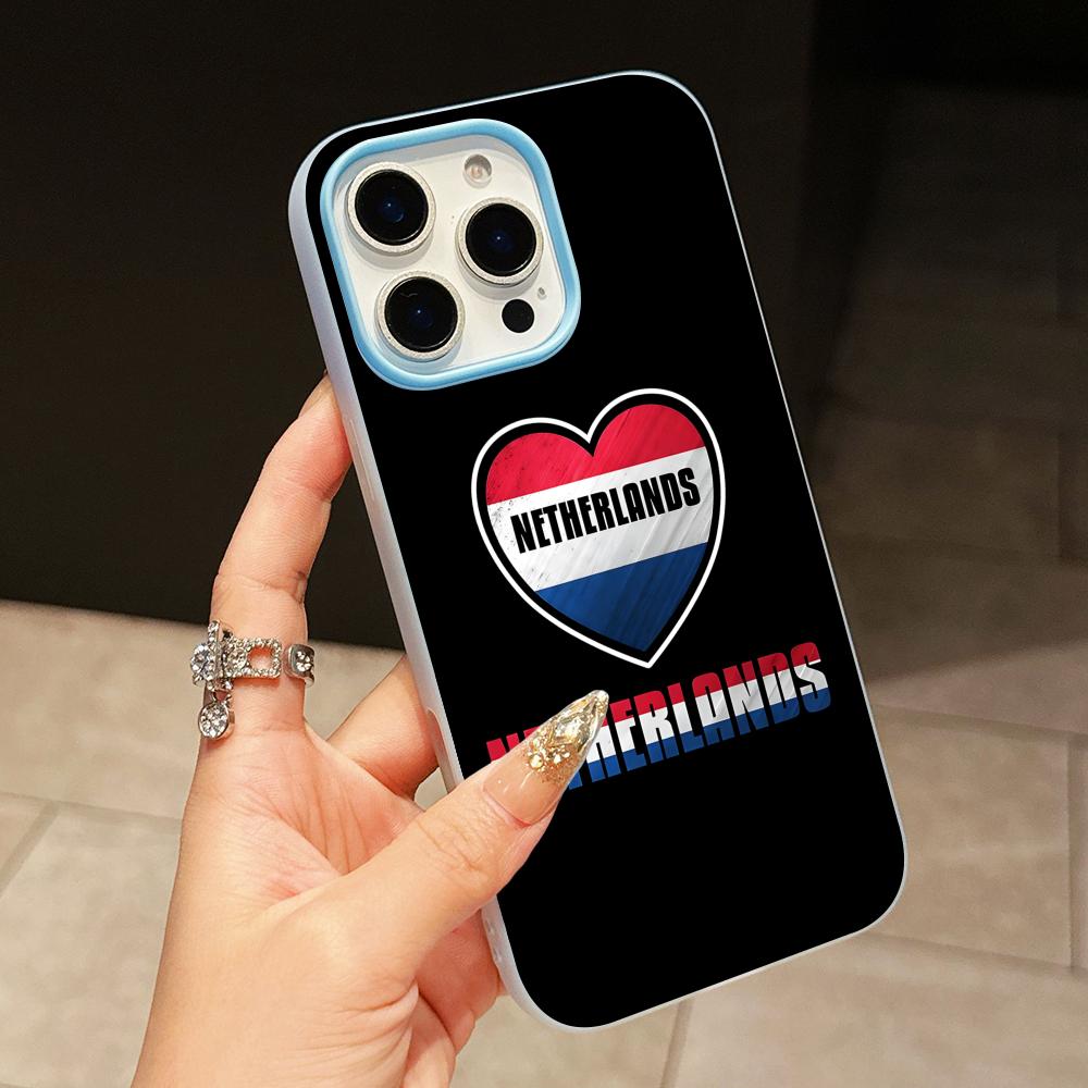 Nederlandse Vlag Jelly Dubbele Laag Lichtblauw Mobiele Telefoonhoesje voor iPhone 17 16 15 14 13 12 11 Air Pro Max Plus