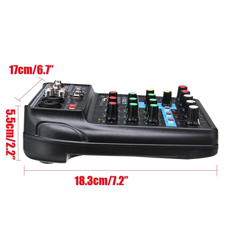 Portable 4 Channels Audio Audio Mixer A4 Sound Mixing Console Bluetooth Record 48V Phantom Powe EffectsMixer with USB New