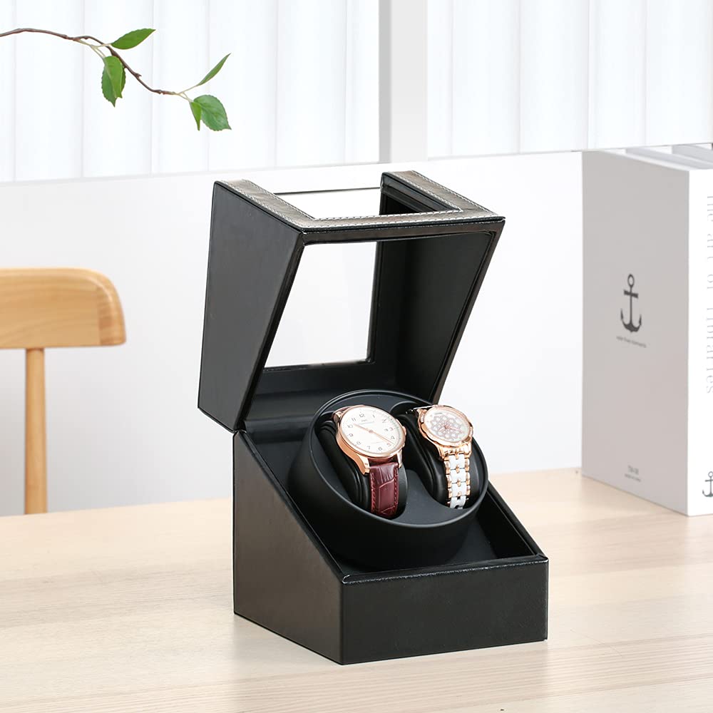 Montre Automatique Fabriquée au Japon avec Moteur Mabuchi S'adapte à Tous et Remontoir Amélioré 2022, Design, Montres Homme Femme, (Cuir Noir-135B)