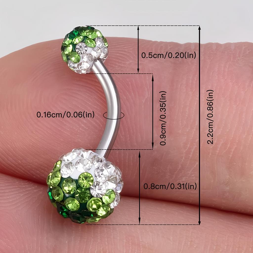 Colorful and Eye-catching Street-style Fashion Stainless Steel Artificial Crystal Navel Ring Set, a Perfect Companion for Women