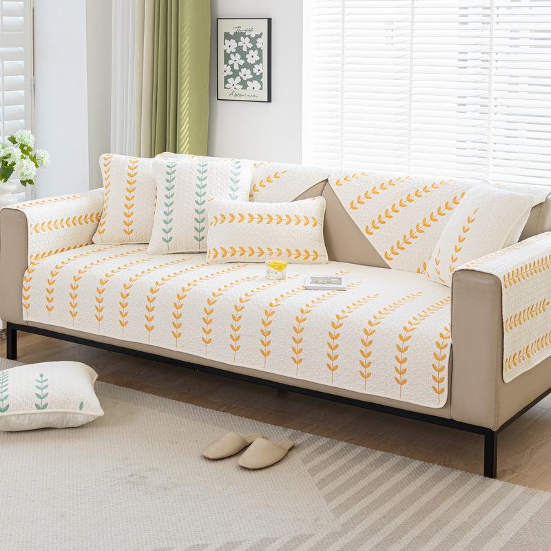 Four Seasons Universal Small Fresh Sofa Cushion Fabric Non-slip Full Cover Sofa Cover Cream Style Sofa Towel Pure Cotton Cushion