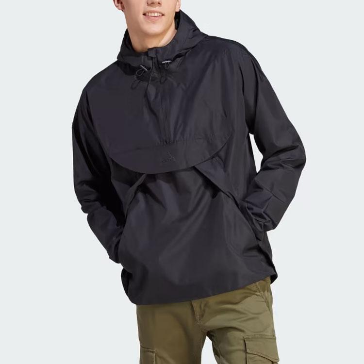 Adidas City Escape Windbreaker Solid Color Long Sleeve Hooded Jacket Men Jacket Black IA3086