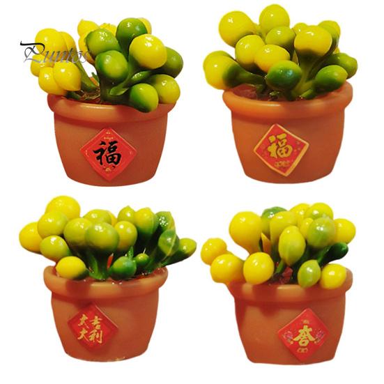 

1:12 миниатюрный кукольный домик, мини-искусственное оранжевое растение в горшке, имитация бонсай, домашний декор для дома, гостиной, офиса, спальни Random Style