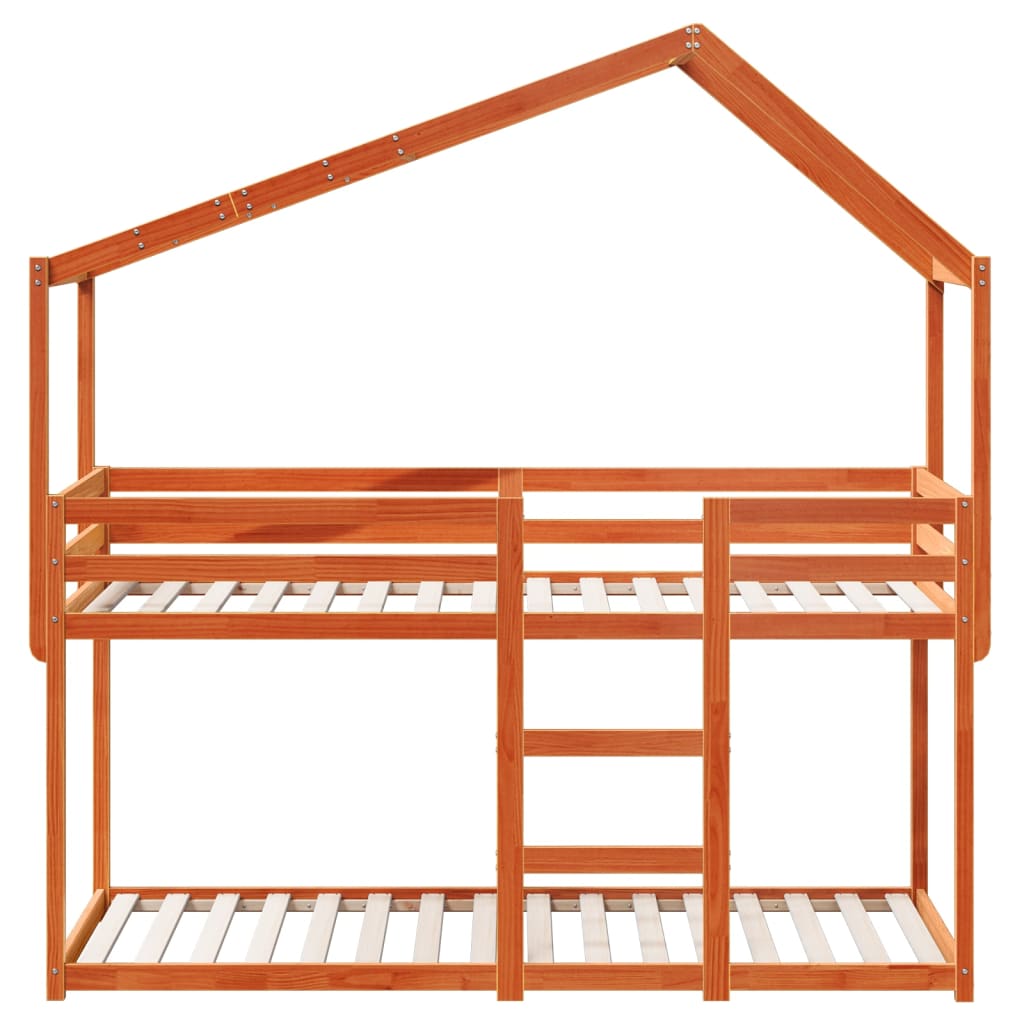 Bunk Bed with Canopy Wax Brown 90 x 190 cm Solid Pine Wood
