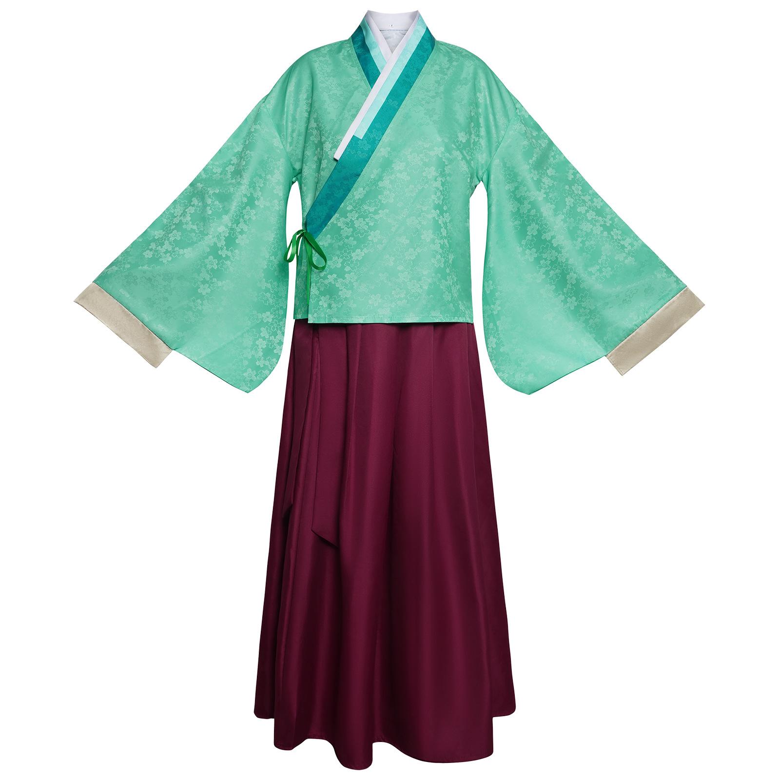 

The Apothecary Diaries Maomao Cosplay Costume, Traditional Hanfu Style Green Top & Maroon Skirt for Anime Cosplay XXXL зелений