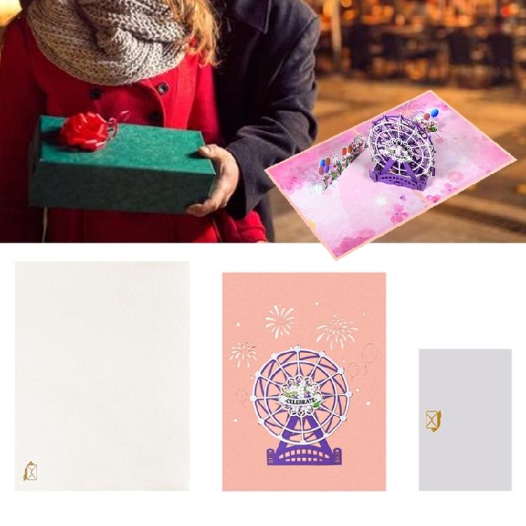 Charming 3D Flower Ferris Wheel Card for Valentine's Day Party Memorable Gift