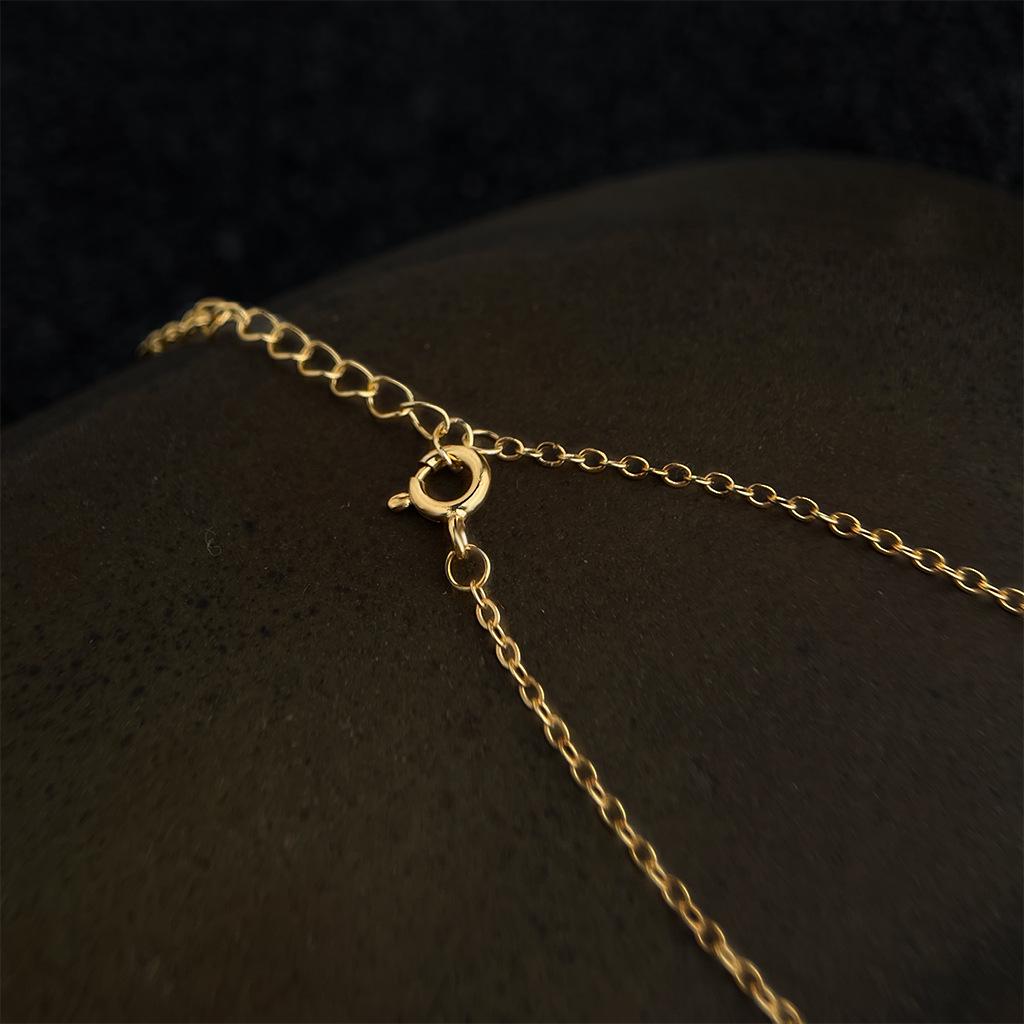 18K Gold Zircon Shovel Pendant Necklace - Luxury Clavicle Chain for Women