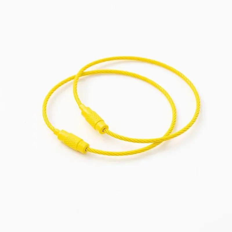 10pcs Colored Painted Steel Wire Keychain DIY Keyring Accessories Circle Rope Cable Loop Camp Luggage Tag Screw Lock Gadget 15cm