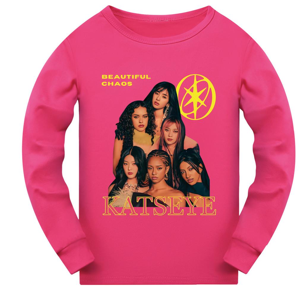 5346 Mädchen Kinder KATSEYE Print Rundhals Langarm T-Shirt