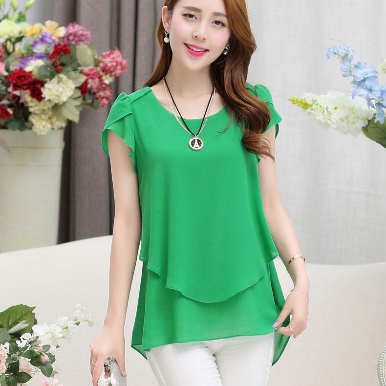 Large Size T-shirt Women's Clothing Loose Chiffon Shirt Short Sleeve Top Solid Casual Top Women Oversized T-shirt Summer Shirts and Blouses