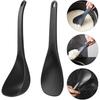 Silicone Rice Paddle, Non-Stick Heat Resistant Kitchen Gadget Set of 2, Black Rice Scoop & Spatula