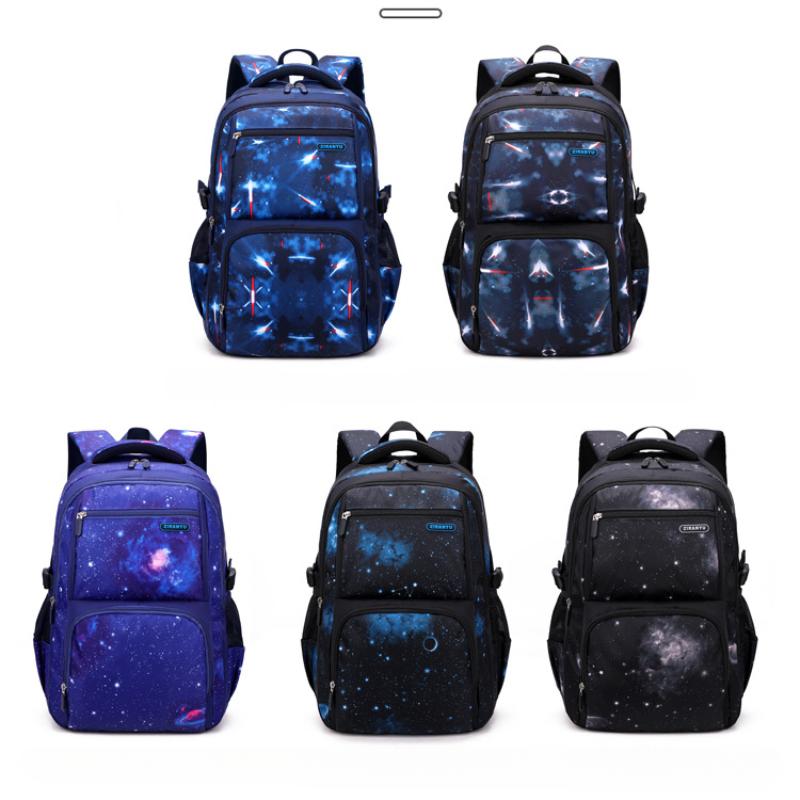 Mochila personalizada de céu estrelado para meninos, mochilas escolares de grande capacidade para estudantes do ensino médio de 4 a 6 anos