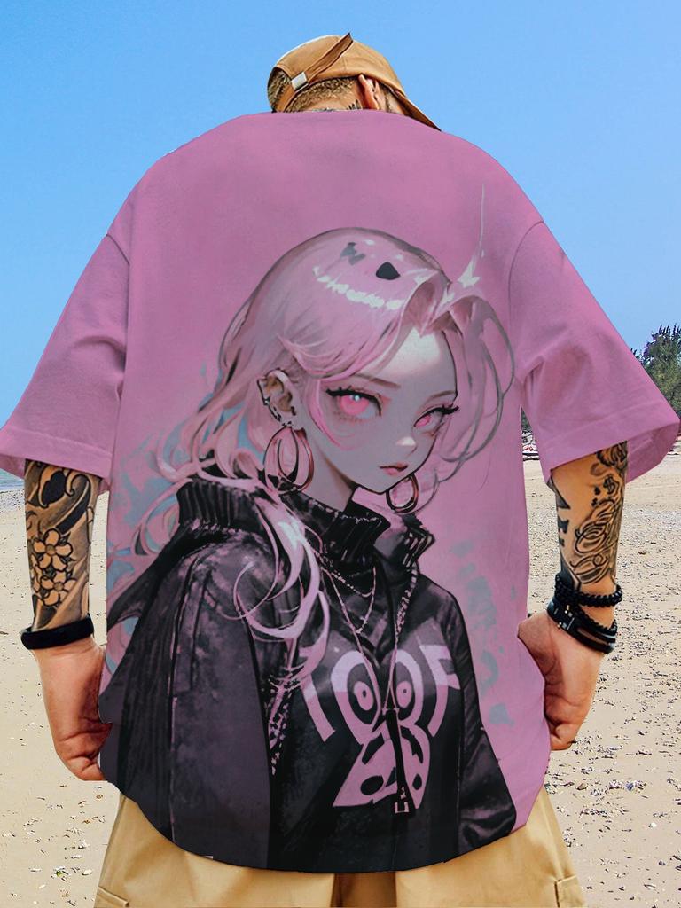 2024 Fashion Men's T-Shirts Anime Character Tee 3D Sexy Beauty Print T Shirt Casual Streetwear Loose Oversized Short Sleeve Tops
