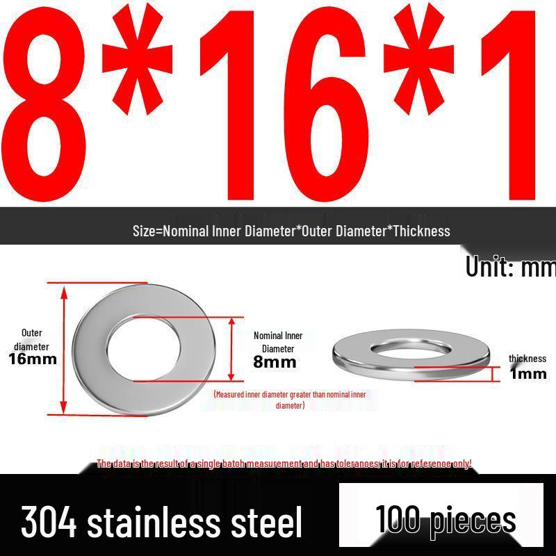 Thickened 304 Stainless Steel Flat Washer Spacer (M2-M36)