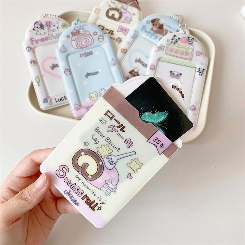 Photocard Holder Korean Popular Photo Card Holder with Keychain ID Cards Holder Pendant Keychain Student Card Sleeves