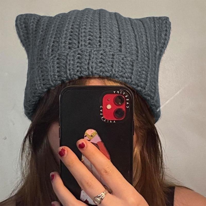 Fashion Women Beanie Hat Lovely Girls Devil Ear Knit Hats Photography Headwear