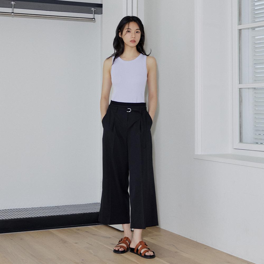 LAP Elastic Waistband Belted Pants Set Ar2Wp563