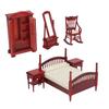 6Pcs Retro Dollhouse Bedroom Furniture Set Handcrafted Wood Miniatures for 1/12 Scale DIY Display