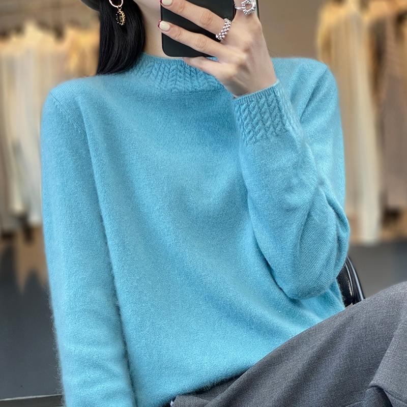 Suéter de cachemira para mujer Qinghe cachemira 30% cachemira 70% lana jersey de otoño e invierno cálido y a la moda