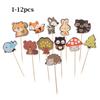 Kids Jungle Animal Model Paper Made Baby Decorations Woodland Creatures Theam Cake Toppers Forest Animal Shape Cupcake Topper