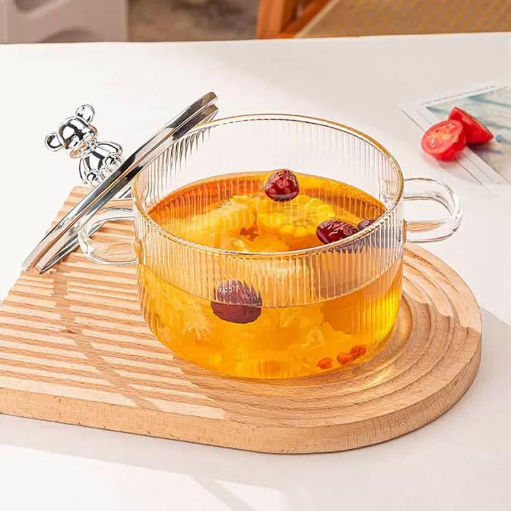 Binaural Griff Bär Glas Kasserolle Hitzebeständiger Kochtopf Ramen Schüssel Brei