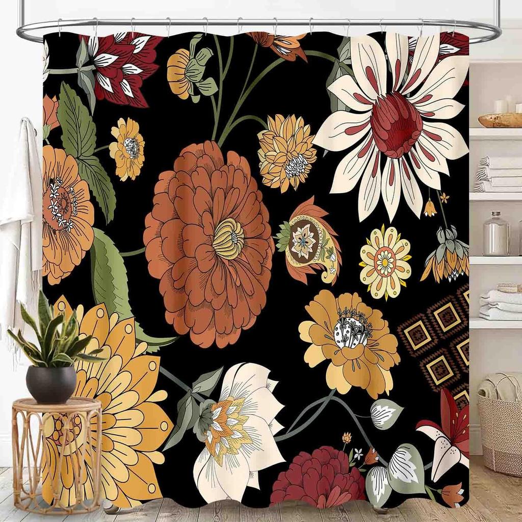 Southwestern Natvie Tribal American Ethnic Western Abstract Geometric Vintage Brown Waterproof Fabric Bathroom Shower Curtain