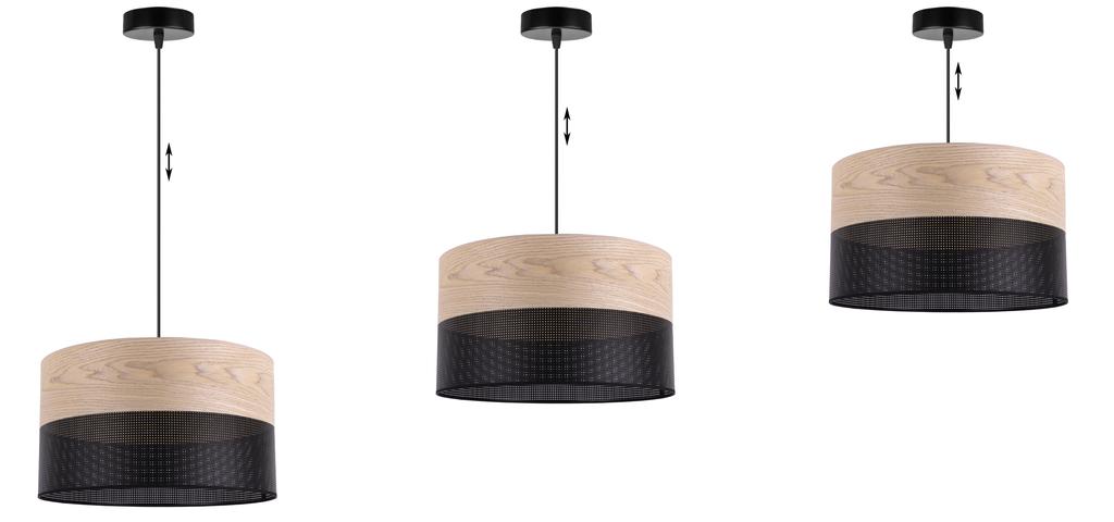 Single Hanging Lamp Classic Oak Veneer Lampshade 35Cm