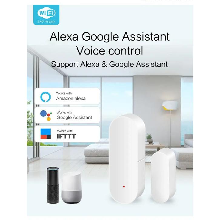 Tuya Smart WiFi Door Sensor Smart Home Open Close Detector Smartlife App Control Notification Compatible with Alexa Google Home