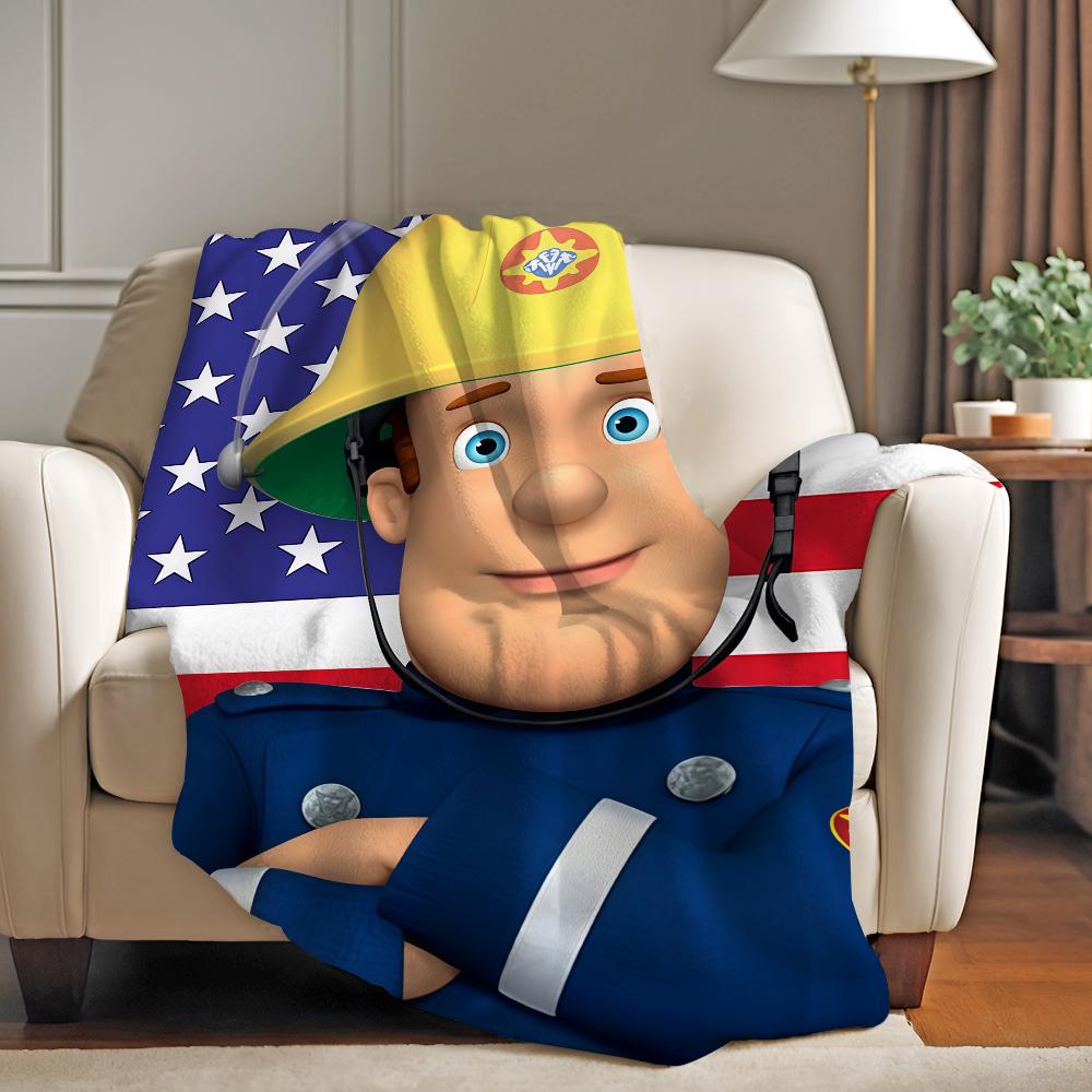 Cartoon Cute F Fireman Sam Blanket For Sofa Office Bed Plane Travel Sleep Read Relax Camping Soft And Warm