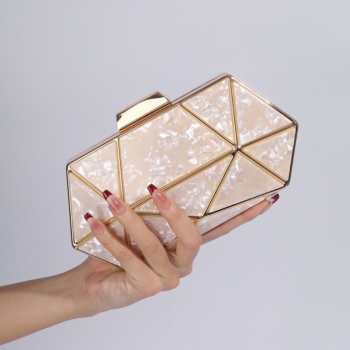 

New Acrylic Metal Diamond Evening Bag For Women Chain Shoulder Crossbody Bag Luxury Designer Handbag Party Clutch Dinner Bags
