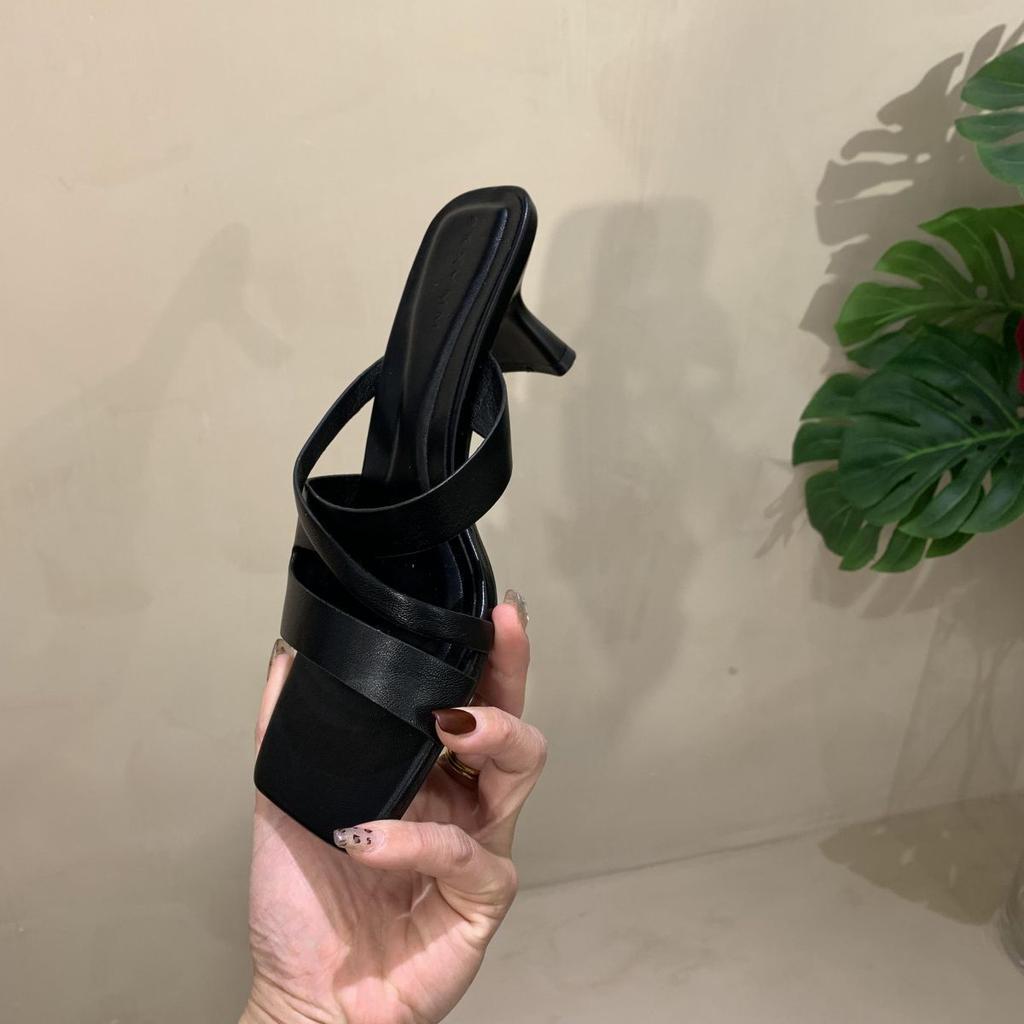 Heart-shaped Crystal Sugar Pink Sandals 2025 Summer New French Celebrity Square Head Open-toed Stiletto Strap High Heels