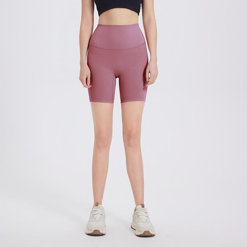 

Женские летние бесшовные шорты для йоги с высокой талией: Двусторонняя брашированная, ощущение обнаженности, подтягивающая бедра, одежда для фитнеса с четырьмя точками S