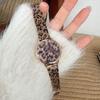 Tianta Fashion Roségold Leopardendruck Uhr Damen Nische Weizenähre Leopardendruck Netzarmband Personalisierte Große Zifferblatt