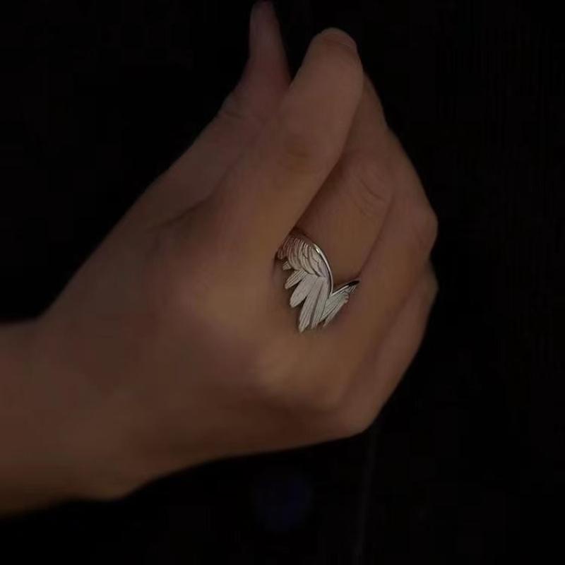 Retro Angel Wings Ring For Women Silver Color Punk Gothic Adjustable Open Ring Jewelry Accessories Gift