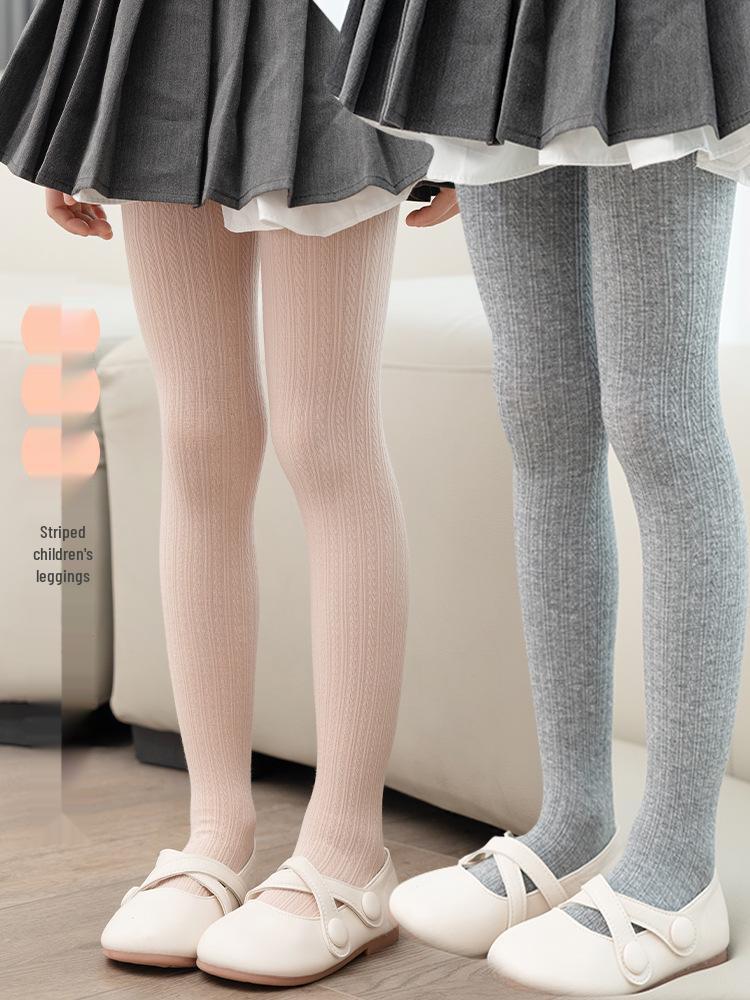 Zopfstrickstrumpfhosen für Mädchen: Herbst/Winter Funktionsunterwäsche, Hohe Elastizität, Baumwoll-Strumpfhose mit Füßen