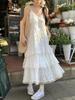 High-End French White Spaghetti Strap Dress - Summer 2026 Beach Vacation Style for Girls & Women