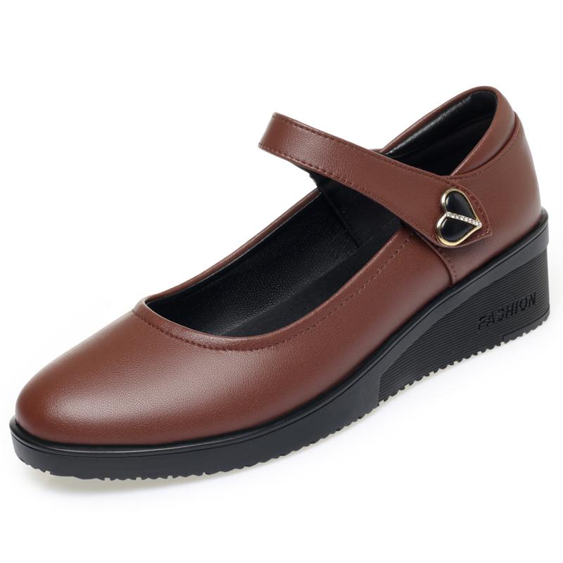 Fashion AIYUQI 2025 new female shoes Thick heel shallow-mouth women's loafers Large size Mary Jane mother leather shoes