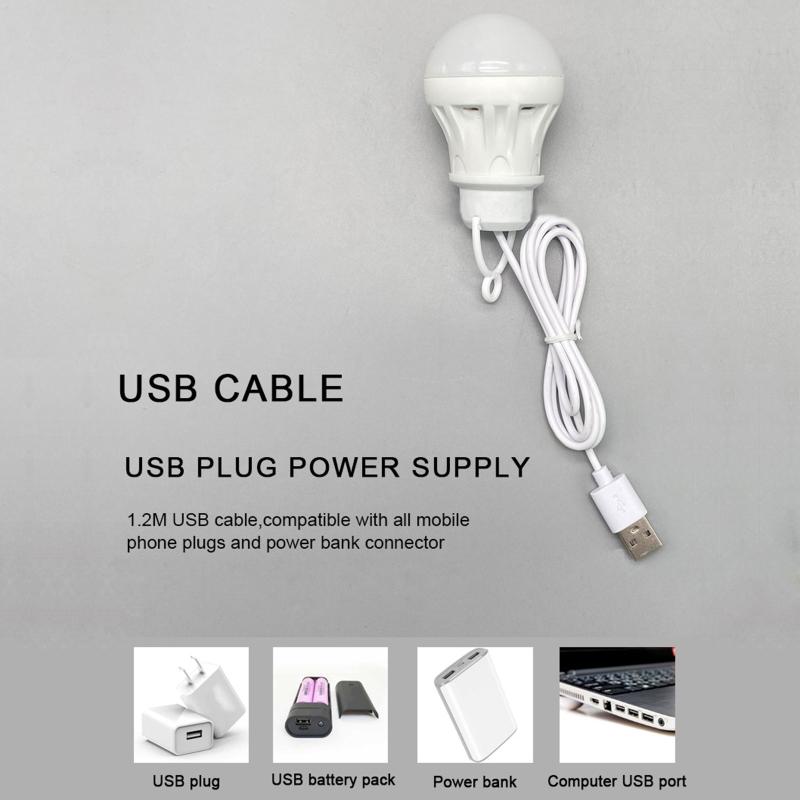 Super Bright 5V LED Light Portable Camping Ball Lamp Bulb USB Powered LED Bulb