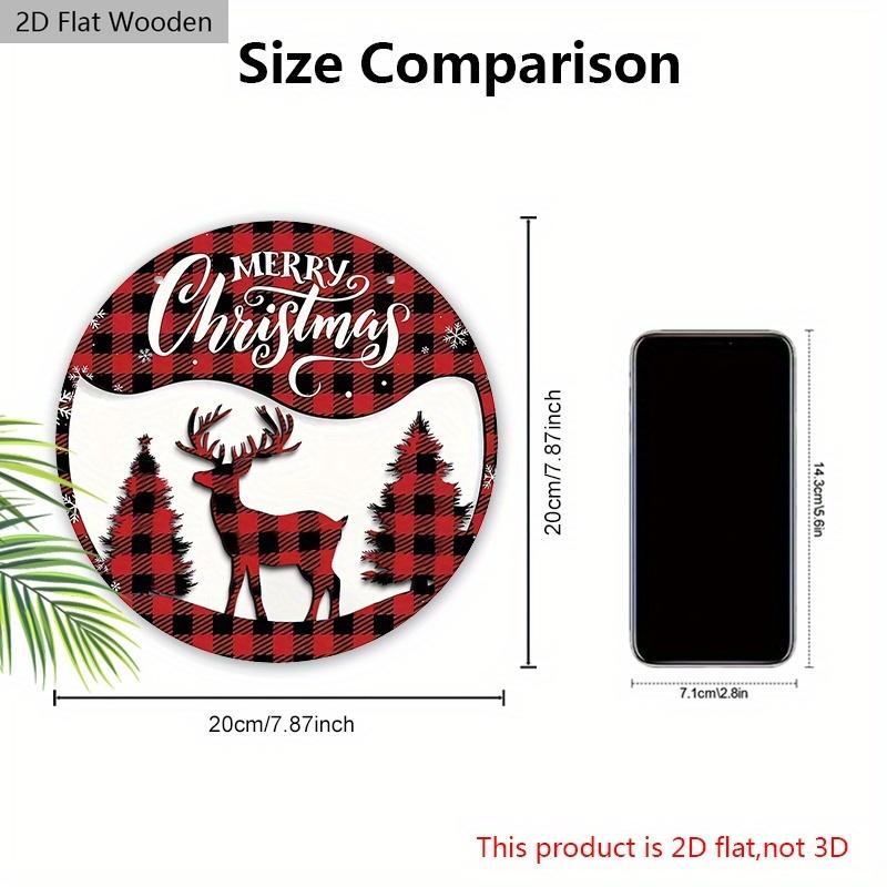 Christmas Wooden Sign with Classic Reindeer Pattern - Navidad Round Sign for Front Door, Wall Hanging Decor - Ideal Christmas Ornament