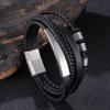 Men's Retro Punk Multi-Color Woven Leather Stainless Steel Bracelet