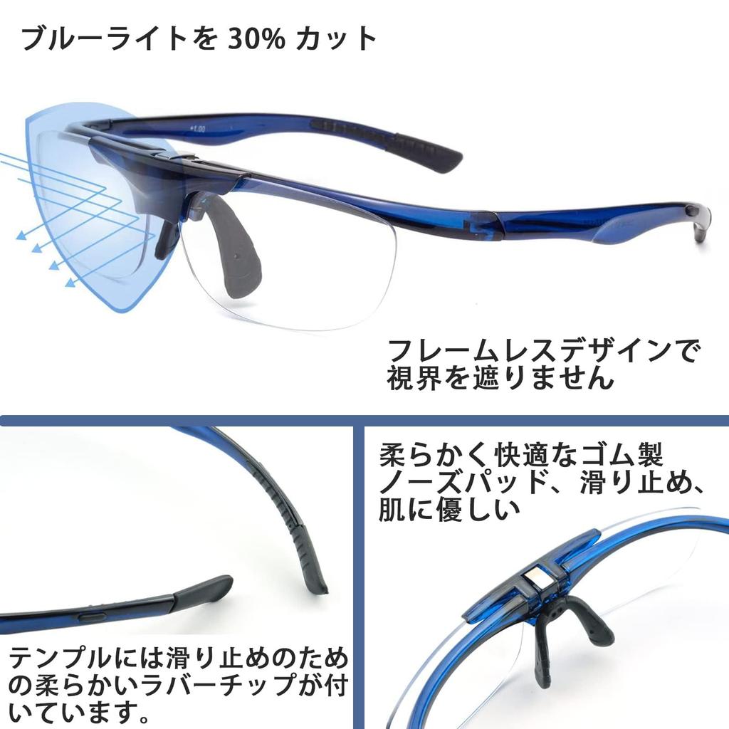 Magnifying Permeable Magnifying Blue Light Sports Glasses Magnifying for Fine Work Flip-up Glasses, Glasses, Blocking, Frame, Glasses, Bifocal,